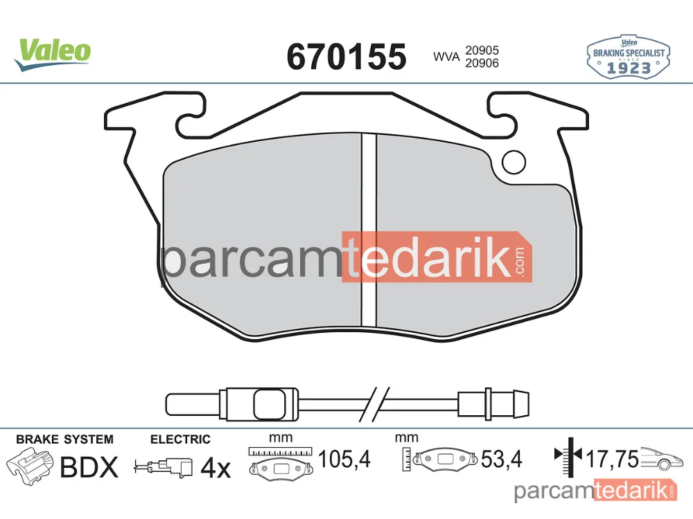 670155 | Fren Balatası — Citroen AX, Peugeot 106 I, Peugeot 106 II